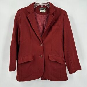 Womens Vintage Old Money Wool Blend Blazer Size L Preppy Tailored Jacket Classic